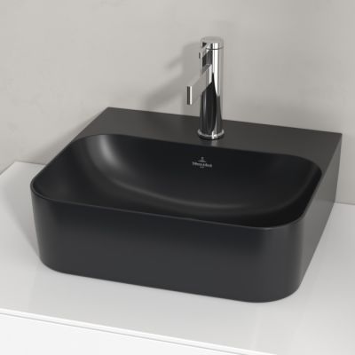 Villeroy & Boch Finion umywalka 43x39 cm prostokątna CeramicPlus Pure Black 43644CR7