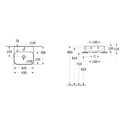 Villeroy & Boch Finion umywalka 43x39 cm prostokątna CeramicPlus Pure Black 43644CR7