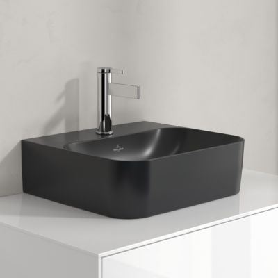 Villeroy & Boch Finion umywalka 43x39 cm prostokątna CeramicPlus Pure Black 43644LR7