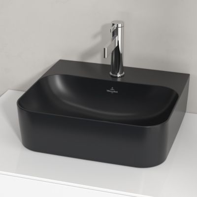 Villeroy & Boch Finion umywalka 43x39 cm prostokątna CeramicPlus Pure Black 43644LR7