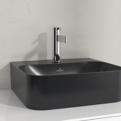 Villeroy & Boch Finion umywalka 43x39 cm prostokątna CeramicPlus Pure Black 43644LR7