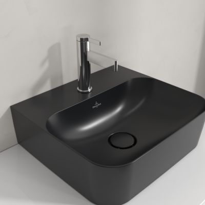 Villeroy & Boch Finion umywalka 43x39 cm prostokątna CeramicPlus Pure Black 43644LR7