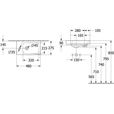 Villeroy & Boch Architectura umywalka 48x27 cm prostokątna meblowa biała 43854801