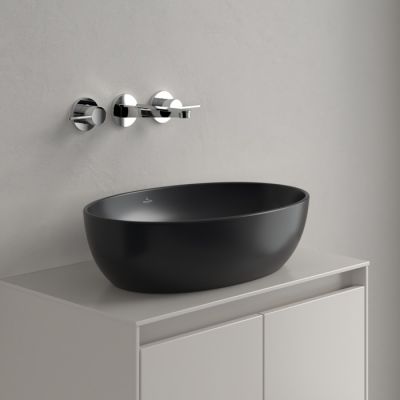 Villeroy & Boch Artis umywalka 48x32,5 cm owalna nablatowa CeramicPlus Pure Black 438848R7
