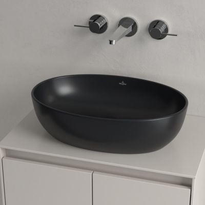 Villeroy & Boch Artis umywalka 48x32,5 cm owalna nablatowa CeramicPlus Pure Black 438848R7