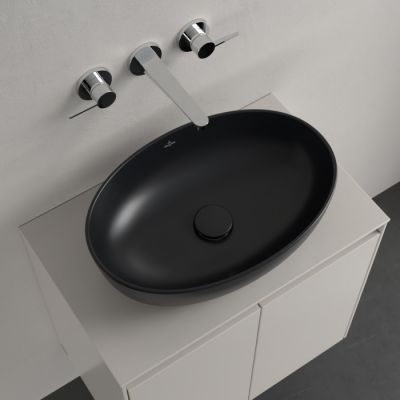 Villeroy & Boch Artis umywalka 48x32,5 cm owalna nablatowa CeramicPlus Pure Black 438848R7