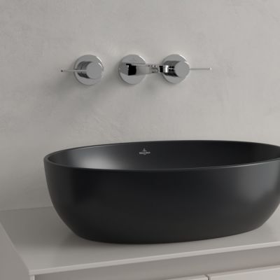 Villeroy & Boch Artis umywalka 48x32,5 cm owalna nablatowa CeramicPlus Pure Black 438848R7