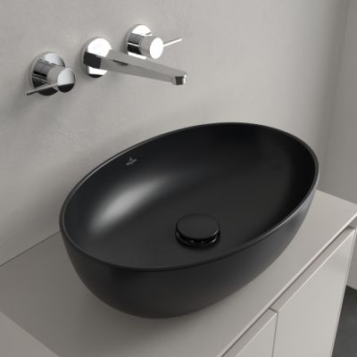 Villeroy & Boch Artis umywalka 48x32,5 cm owalna nablatowa CeramicPlus Pure Black 438848R7