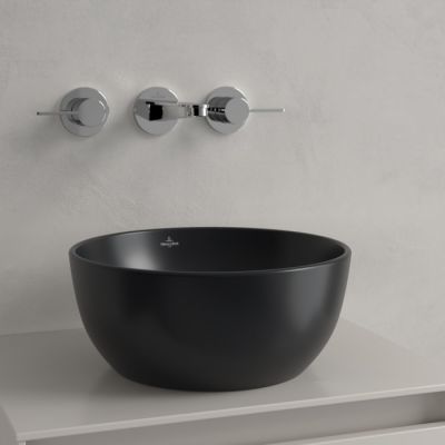 Villeroy & Boch Artis umywalka 32,5x32,5 cm okrągła nablatowa CeramicPlus Pure Black 438932R7