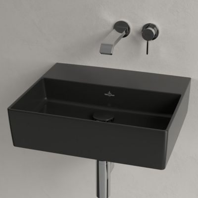 Villeroy & Boch Memento 2.0 umywalka 50x42 cm prostokątna ścienna CeramicPlus Pure Black 4A2253R7