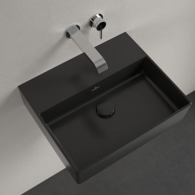 Villeroy & Boch Memento 2.0 umywalka 50x42 cm prostokątna ścienna CeramicPlus Pure Black 4A2253R7