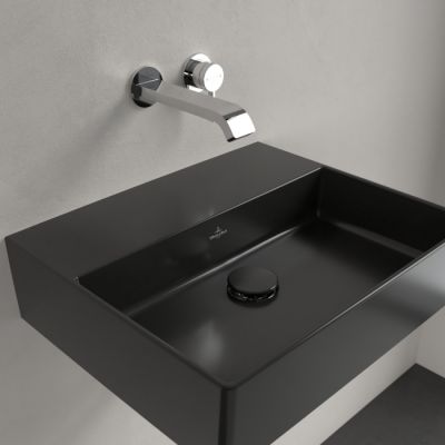 Villeroy & Boch Memento 2.0 umywalka 50x42 cm prostokątna ścienna CeramicPlus Pure Black 4A2253R7