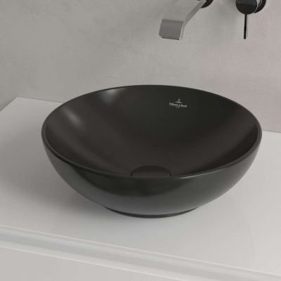 Villeroy & Boch Loop & Friends umywalka 38x38 cm okrągła nablatowa Pure Black CeramicPlus 4A4500R7