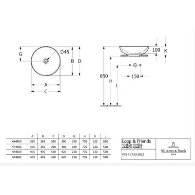 Villeroy & Boch Loop & Friends umywalka 38x38 cm okrągła nablatowa Pure Black CeramicPlus 4A4500R7