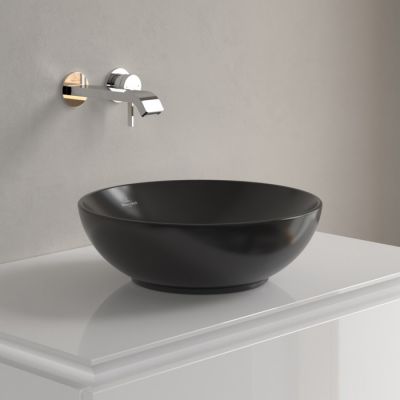 Villeroy & Boch Loop & Friends umywalka 38x38 cm okrągła nablatowa CeramicPlus Pure Black 4A4501R7