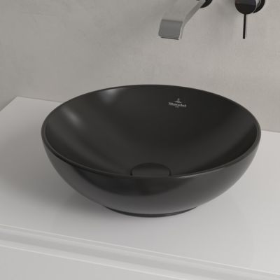 Villeroy & Boch Loop & Friends umywalka 38x38 cm okrągła nablatowa CeramicPlus Pure Black 4A4501R7