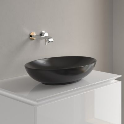 Villeroy & Boch Loop & Friends umywalka 56x38 cm owalna nablatowa CeramicPlus Pure Black 4A4701R7
