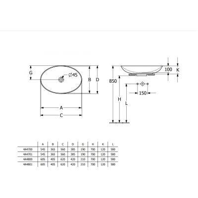 Villeroy & Boch Loop & Friends umywalka 56x38 cm owalna nablatowa CeramicPlus Pure Black 4A4701R7