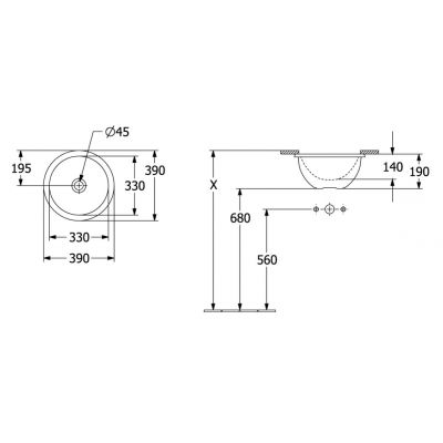 Villeroy & Boch Loop & Friends umywalka 39 cm okrągła podblatowa biała 4A510101