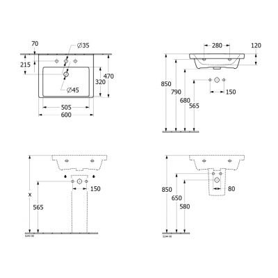 Villeroy & Boch Subway 3.0 umywalka 60x47 cm prostokątna meblowa biała 4A7061R1