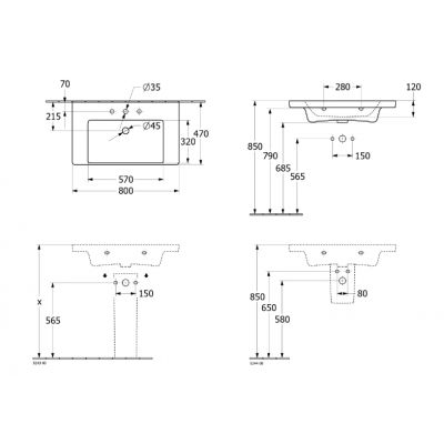 Villeroy & Boch Subway 3.0 umywalka 80x47 cm prostokątna meblowa biała 4A7083R1