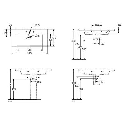Villeroy & Boch Subway 3.0 umywalka 100x47 cm prostokątna ścienna-meblowa biała 4A70A201