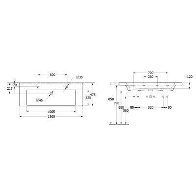 Villeroy & Boch Subway 3.0 umywalka 130x47,5 cm prostokątna meblowa biała 4A70D1R1