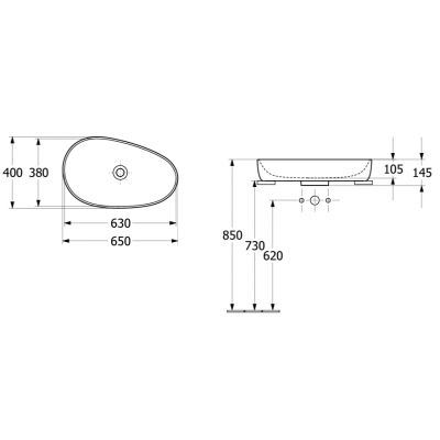 Villeroy & Boch Antao umywalka 65x40 cm owalna nablatowa biała 4A7465RW