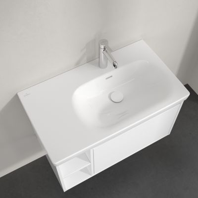 Villeroy & Boch Skyla umywalka 80x46 cm prostokątna meblowa prawa CeramicPlus Weiss Alpin 5A52R1R1