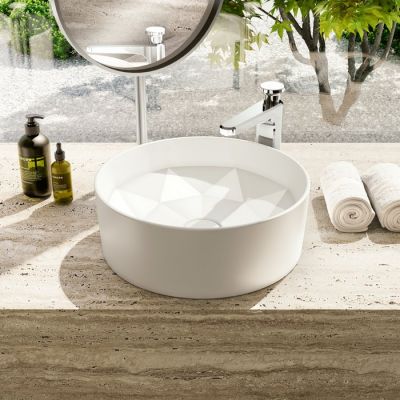 Villeroy & Boch Octagon umywalka 42x42 cm okrągła nablatowa CeramicPlus Stone White 5A5640RW