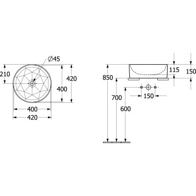 Villeroy & Boch Octagon umywalka 42x42 cm okrągła nablatowa CeramicPlus Pure Black 5A5640R7