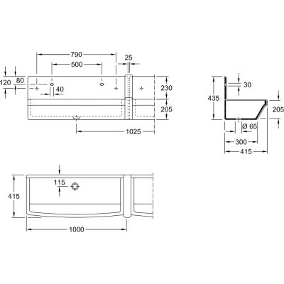 Villeroy & Boch O.Novo umywalnia 100 cm rynnowa 68200001