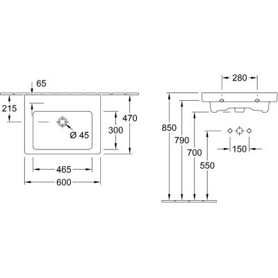 Villeroy & Boch Subway 2.0 umywalka 60x47 cm prostokątna Weiss Alpin 71136J01