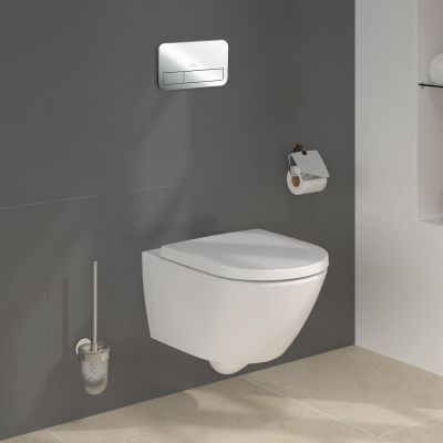 Zestaw Villeroy & Boch Subway 3.0 stelaż podtynkowy miska WC wisząca z deską i przycisk chrom połysk (92242700, 4670TSR1, 92249061)