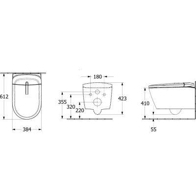 Villeroy & Boch Supreo toaleta myjąca wisząca bez kołnierza ze spłukiwaniem wirowym CeramicPlus Pure Black V16EN2R7