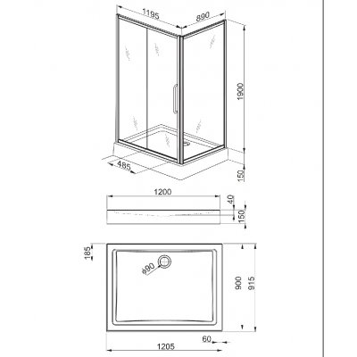 Kabina asymetryczna 90 x 120 cm Aquaform Space 101-034113