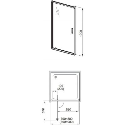 Aquaform Supra Pro drzwi uchylne 90 cm 103-09324