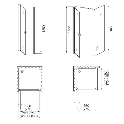 Aquaform Glass 5 drzwi uchylne do wnęki lub ścianki 80 cm lewe 103-06367