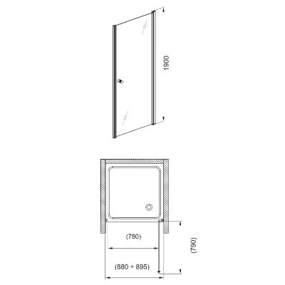 Aquaform Silva drzwi wnękowe 90 cm uchylne prawe 103-05557