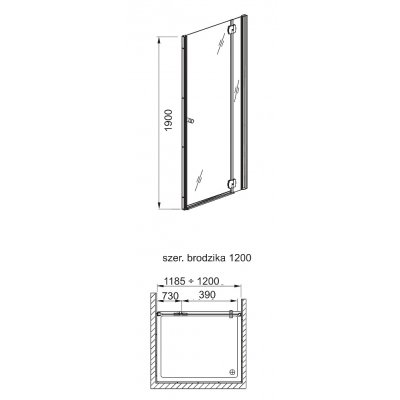 Aquaform Sol de Luxe drzwi wnękowe 120 cm uchylne prawe 103-06067