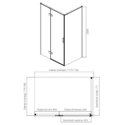 Bravat SNB kabina prysznicowa 90x90 cm kwadratowa prawa szkło transparentne/czarny mat SNB90/90P