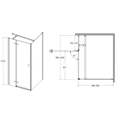 Besco Pixa Black kabina prysznicowa 100x90 cm prostokątna czarny mat/szkło przezroczyste PPL-109-195B