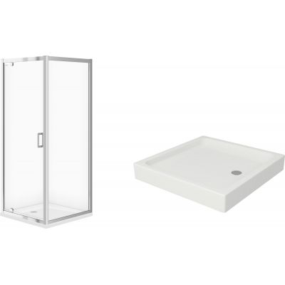 Zestaw Cersanit Arteco kabina prysznicowa 80x80 cm kwadratowa z brodzikiem Tako białym chrom/szkło przezroczyste (S157009, S204011)