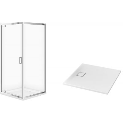 Zestaw Cersanit Arteco kabina prysznicowa 90x90 cm kwadratowa z brodzikiem Tako Slim białym (S157010, S601122)