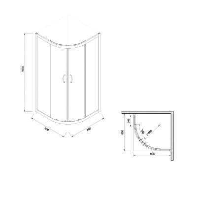 Cersanit Saona kabina półokrągła niska 80 cm szkło transparentne S149-007