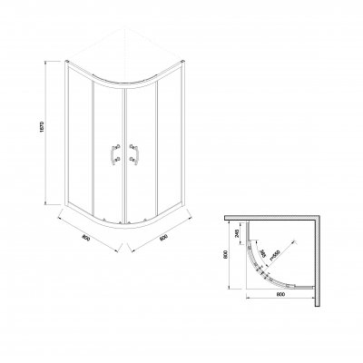 Cersanit Ineba kabina półokrągła niska 80 cm szkło mrożone-kółka S150-005
