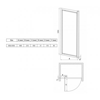 Deante Flex drzwi wnękowe uchylne 90 cm szkło grafitowe KTL411D