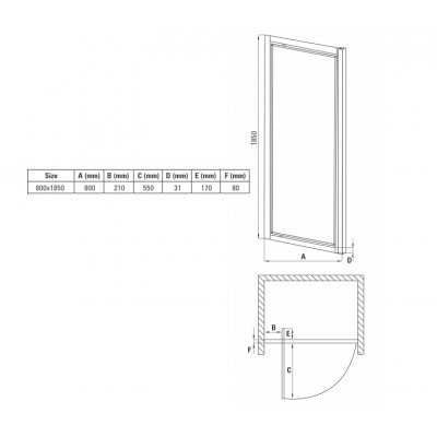 Deante Flex drzwi wnękowe uchylne 80 cm szkło grafitowe KTL412D