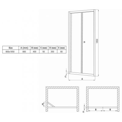 Deante Flex drzwi wnękowe składane 80 cm szkło grafitowe KTL422D