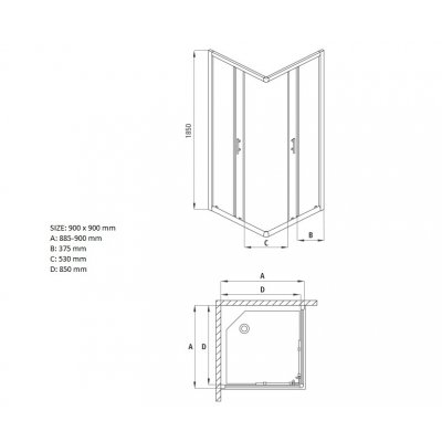 Deante Vigo kabina kwadratowa 90 cm transparentne/chrom KTO041P